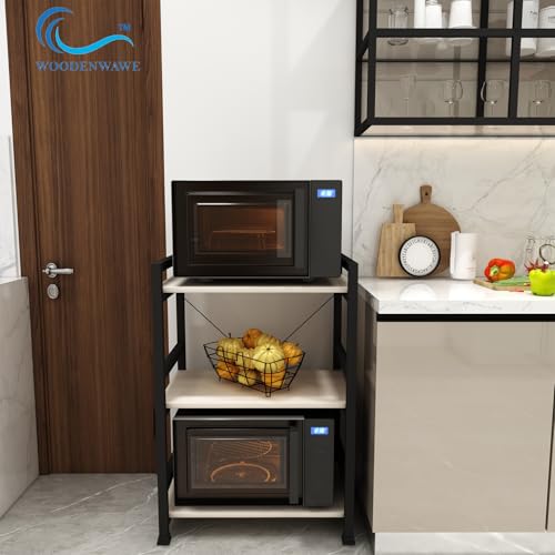 Image of WODENWAWE Multipurpose Microwave Oven, OTG Stand, Kitchen Storage Shelf, Microwave Oven Platform Rack, Top Color-Brown, Size-60x39.5x90CM (WW-12B) (White)