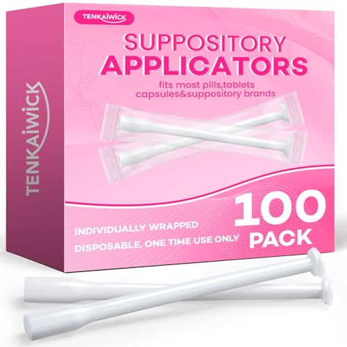 TENKAIWICK 100 Pack Disposable Vaginal Suppository Applicator for Women Vaginal Applicator fits Size 0/00 Cap-Sules and Most Pills Tablet Suppositories Individually Wrapped