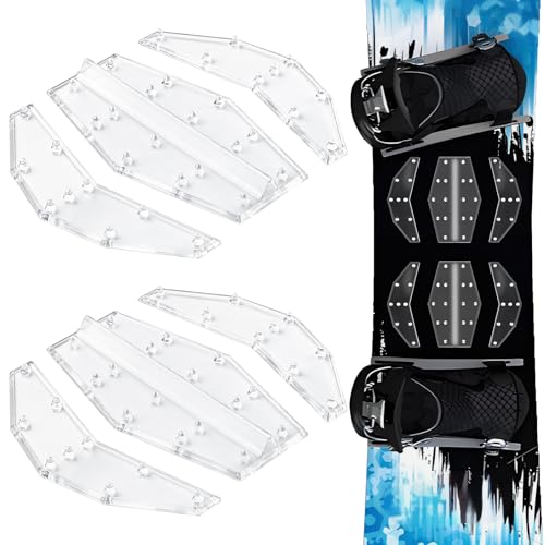 Design flessibile: ogni set di cuscinetti BESPOTCL è composto da 3 parti separate, che puoi posizionare esattamente dove ne hai bisogno. Regola la disposizione in base alla misura della tua scarpa e al tuo stile di guida per creare una maggiore superficie di contatto per una maggiore presa. Contenuto della confezione: 2 set con 3 cuscinetti antiscivolo trasparenti, adatti per la maggior parte degli snowboard, ideali per coppie o come ricambio.