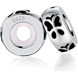 Telas Para Separar Espacios 2 PCS Abalorios Espaciador 925 de Plata de Ley Separadores Charm plata goma del espaciadores tapón abalorios para pulseras Pandora