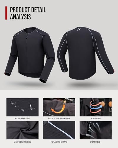 RIDEIRON Motorradjacke Herren Winddichte Leichte Gefütterte für alle Jahreszeiten Wasserdicht UPF40+ Sonnenschutz Kompakt Tragbar Geeignet zum Motorradf Klettern Schwarz XL
