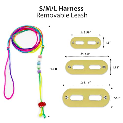 Image of AIITLE Bearded Dragon Leash & Harness 3-Size Pack (S /M /L) - Adjustable, Soft Leather Reptile Harness for Geckos, Lizards, Chameleons, Ferrets, Hamsters, Yellow