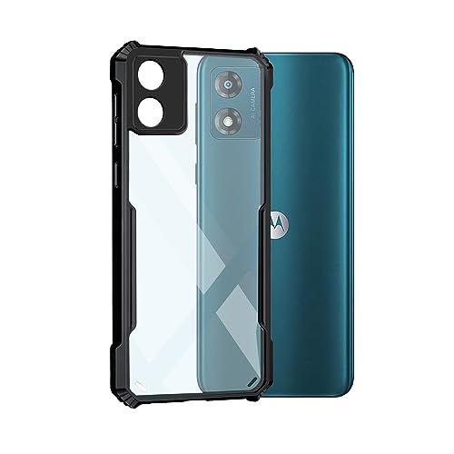 Image of Plus 360 Degree Protection Black Border Back Cover for Motorola Moto E13 - Black