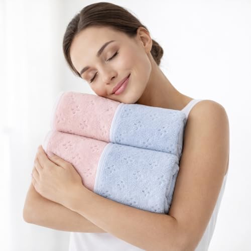 Image of MAXOSHINE Microfiber Towels for Bath Large Size-Reversible Bath Towel for Men and Women-Soft Coral Fleece Towel with Hook 600 GSM Quick Dry Super Absorbent-70 x 140 cm