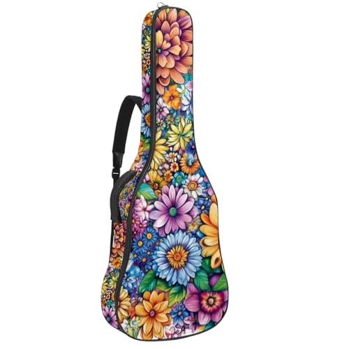 Housse de guitare acoustique fleurie 109 cm | Sac à dos imperméable léger pour musicien nomade