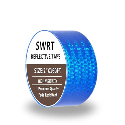 SWRT Reflective Tape 2 Inch x 160 Feet DOT-C2 Shining Star Fade Resistant Blue Reflective Tape Outdoor Waterproof Strong Adhesive Safety Warning Tape Reflector Conspicuity Tape for Trailer Truck Bike