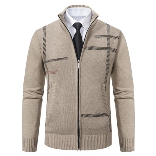 Zip Up Cardigan Sweater for Men Stand Up Collar Sweater Shirt Long Sleeve Casual Sweater Coat