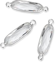 Vista 25 de CCP9-G4 - Conector de piedra natal transparente de abril de grado A de Adabele de 0.827 in, barra rectangular chapada en oro amarillo de 18