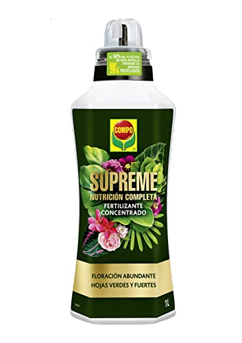 COMPO Fertilizante concentrado Supreme Nutrición completa, 1L | Fertilizante concentrado para todo tipo de plantas con doble rendimiento, ideal para orquídeas y sensibles