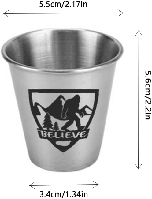 8 Pack Set Bigfoot Sasquatch 2oz Shot Glass, Stainless Steel Unbreakable Metal Shot Cup for Home Bar & Camping Gift, Best Novelty Gag Gifts - Image 4