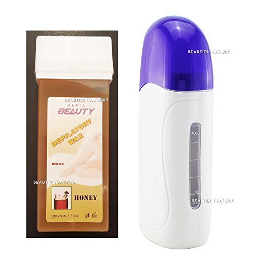 Beauties Factory DEPILATORY WAX HEATER & ROLL ON WAX CARTRIDGE Kit Hair Removal
