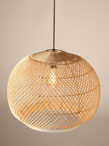 Image of Habere India-All the Cultures Fabricating India Pendant Lamps for Living Room | Bamboo Cafe Lights | Ceiling Lamps for Living Room | Bamboo Hanging Light for Balcony (Dia 46 x H42 cm)