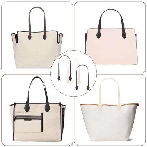 6 Stück Lederhandtasche Griffe, Leder Taschenhenkel Mit Ohrenform-Endlöcher, 60cm Abnehmbare Ersatz Handtasche Zubehör Taschenriemen, Taschenhenkel für Häkeltaschen DIY Handtasche Taschen Strickbeutel