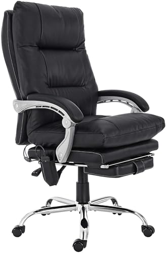 CLP Bürostuhl ergonomisch mit Massagefunktion Sirba, Schreibtischstuhl mit Heizfunktion und Fußablage, Drehstuhl höhenverstellbar bis 150 kg, Farbe:schwarz