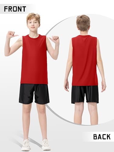 5 Pack Boys Tank Tops Dry-Fit Boys Undershirts Kids Athletic Tank Tops Shirts for Kids Youth4