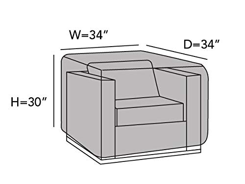 Covermates Modular Sectional Club Chair Cover - Heavy-Duty Polyester, Weather Resistant, Drawcord Hem, Seating and Chair Covers, 34W x 34D x 30H, Ripstop Grey