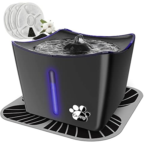 Kastty Cat Fountains, Dog Water Fountain, Automatic Water Dispenser for Cats, Whisper Quiet, 3L/101oz Cat Drinking Fountain with Intelligent Pump, LED Light, 3 Replacement Filters, 1 Silicone Mat Cover