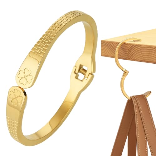 MAGTOBO Purse Hook for Table 18K Gold Plated Mesh Link Bracelet for Women Holds up to 30 lbs Portable 2-in-1 Handbag Hanger Premium Anti-Slip Bag Holder with Gift Box Ideal Gift