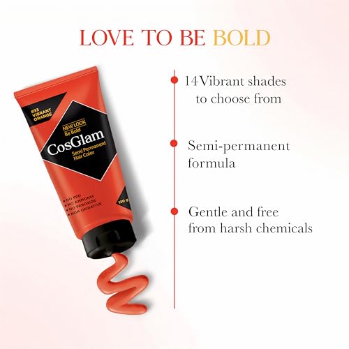 Image of Semi Permanent Hair Color for Women & Men, (120g, #33 Vibrant Orange) Enriched with Conditioner, Glossy Finish, No Ammonia, No Peroxide & Non Oxidative, Vegan Highlights Colorful Hair Dye
