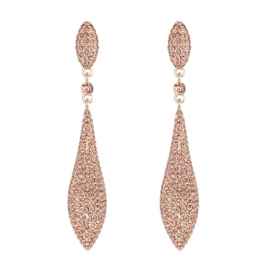 EVER FAITH Damen Ohrringe österreichische Kristall Doppelt Wassertropfen Ohrhänger Ohrstecker Ohr Schmuck Champagner Gold-Ton