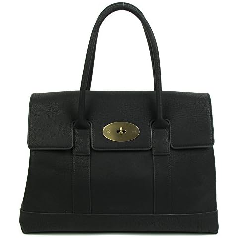 Women’s Designer Boutique Top Handle Medium Tote Shoulder Bag E-1844 (Black) Cover