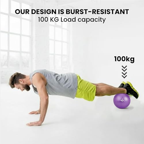 Image of PulseITOrbit Yoga Ball 25cm for Exercise, Balance & Core Strength | Anti-Burst Mini Pilates Ball for Home Workout, Yoga, Stability Training & Physical Therapy | Inflatable Soft Gym Ball (Purple)