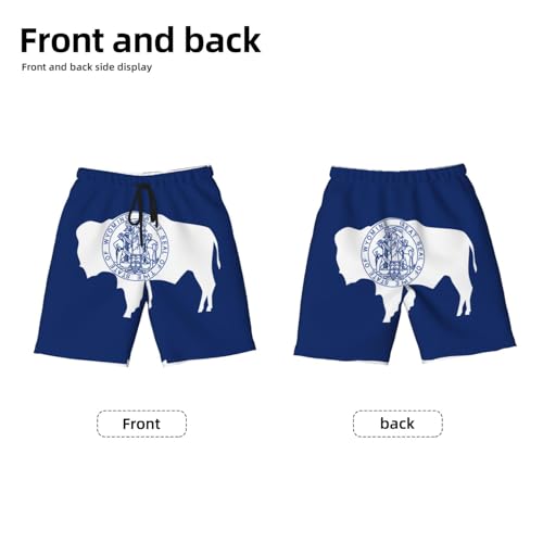 Wyoming State Flag Youth Beach Pants, Soft and Breathable, with Drawstring Waist, Suitable for Sports and Leisure.2