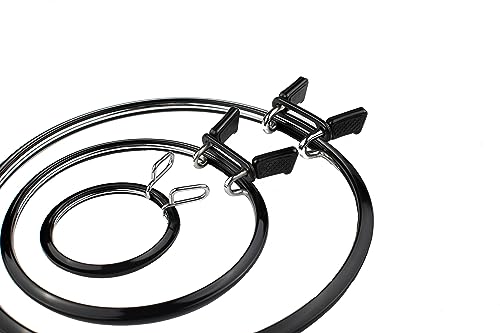Image of Nurge Premium Quality, Metal Spring Tension Embroidery Hoops, Cross Stich Hoop, Darning Hoops, Embroidery Tension Shed (Black, Siz Mix)