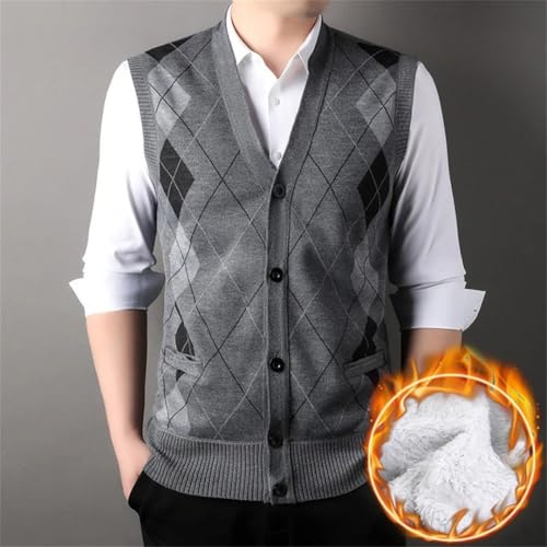 Men Solid Wool Cardigan Vest V Neck Loose Thick 100 Percent Wool Sweater Fall Winter3