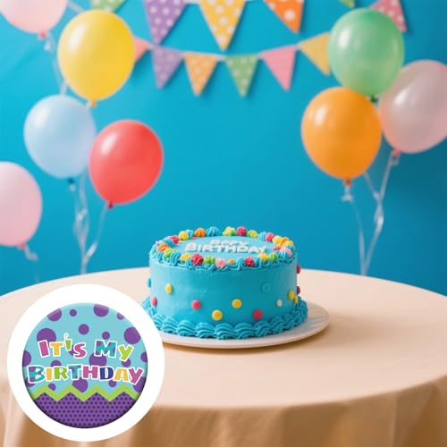 It’s My Birthday Pin, 2.3in Happy Birthday Badge with Purple Bubbles & Light Green Wave Design Fun Party Button Brooch for Boys Girls Men & Women Perfect for Decorations Supplies4