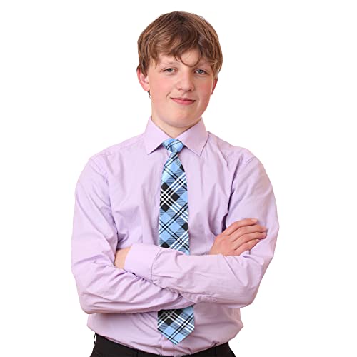 Image of Geyoga 6 Pcs Boy Tie for Kids Pre-tied Tie 14-16 Years | Adjustable Neck Strap Necktie with Zipper, Back to School Gift for Teen, School Uniform, Formal Wedding, Baby Shower Party