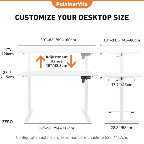 Image of Standing Desk Frame, Stand up Desk Frame Workstation, Electric Adjustable Legs, 3 Memory Height Settings, with Cable Management Tray and Storage Bag, 2pcs Headphone Hook