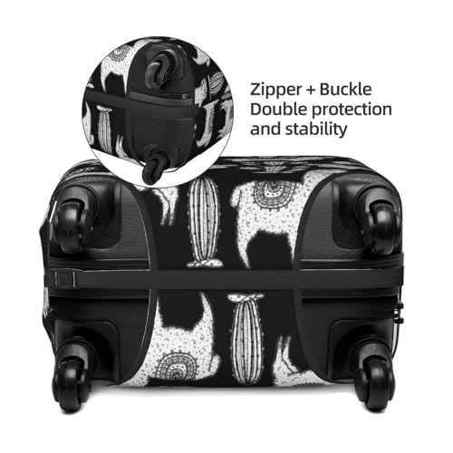 VOSERY Travel Luggage Cover - Cute llamas cactus Alpaca black white Washable Suitcase Covers Protector Fits 18-32 Inch Luggage2
