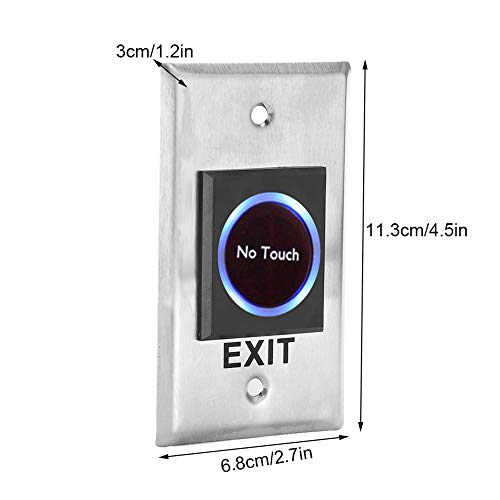 Ejoyous Contactless No Touch Door Exit Button, DC12V Infrared Sensor Switch with Backlight LED Indication for Access Control Systems Gates and Garage Openers