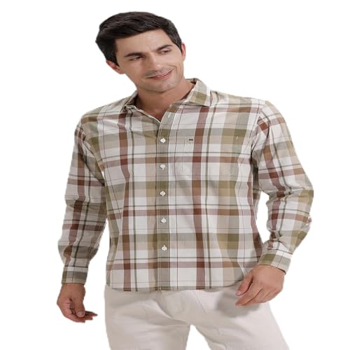 Image of BASICS 100% Cotton Checked Shirt for Men | Slim Fit | Everyday Smart Casual Wear | Full Sleeve