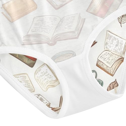 ZZKKO Retro Literary Style Books Girls Underwear Toddler Panties for Girls Comfort Brief Size 2T-8Y4