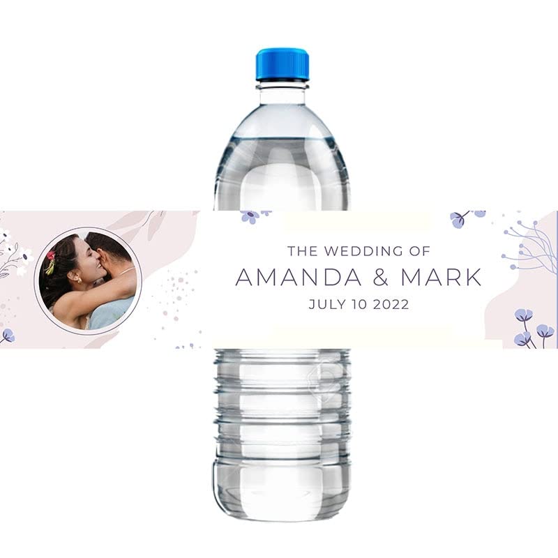 30pcs New Customized Wedding Bottle Labels DIY Photo Text Wedding Sticker Wedding Photos Banner Waterproof Wedding Decoration (B)