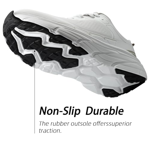 Image of Men's Slip on Walking Sneakers - Lightweight Running Shoes - Cushioned Comfort for Gym, Training, Tennis, Workout - Athletic Fashion - Black /Beige Size 6.5-13