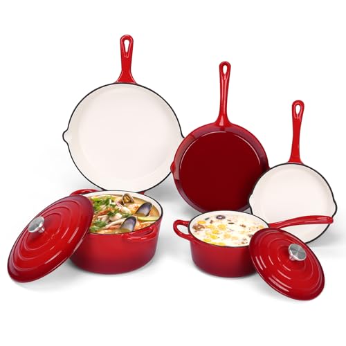 QuliMetal 5-Piece Nonstick Enameled Cast Iron Cookware Set