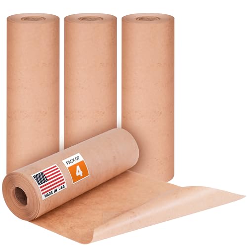Image of 9 inch x 60 Yards (180 feet) Masking Paper Roll (Pack of 4) - Made in USA General Purpose Kraft Masking Paper for Painting - Painters' Protection from Splatter and Overspray