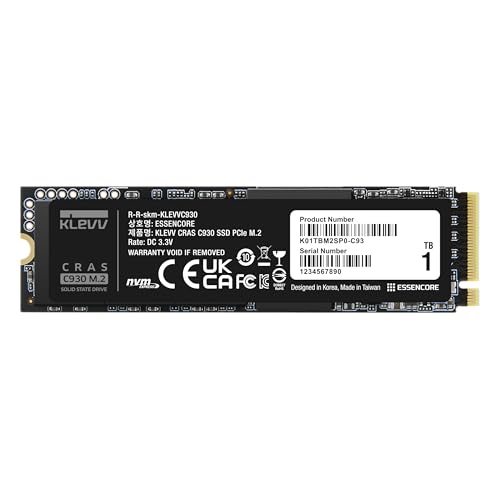 KLEVV CRAS C930 1TB M.2 2280 NVMe PCIe Gen4x4 内蔵ゲーミングSSD アルミニウムヒートシンク付属 PS5対応 最大7400MB/秒 DRAMキャッシュ付き (K01TBM2SP0-C93)