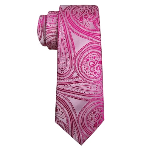 Image of Barry.Wang Men Tie Set Floral Paisley Silk Necktie Pocket Square Cufflinks Formal Wedding Party Business