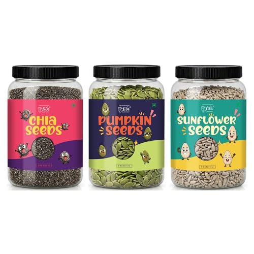 Image of LILA DRY FRUITS Seeds Combo Pack Chia Pumpkin Sunflower Seed 100 g x 3 | Raw Mixed Seeds for Healthy Snacking, Smoothies, Breakfast, Salad & Daily Nutrition Perfect for Gifting