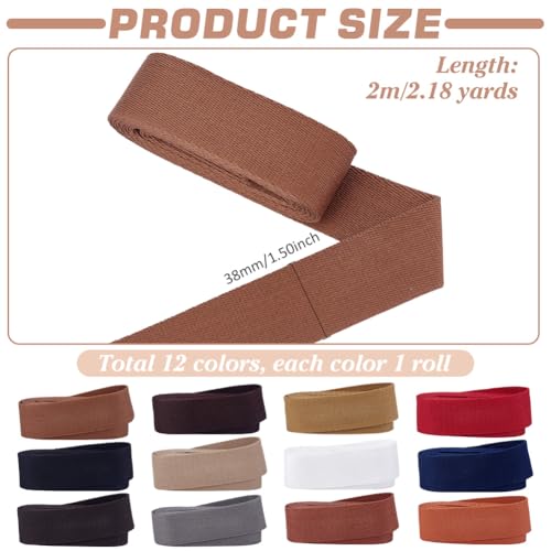 Sangle en coton de 12 couleurs de 3,8 cm de large PH PandaHall - 2