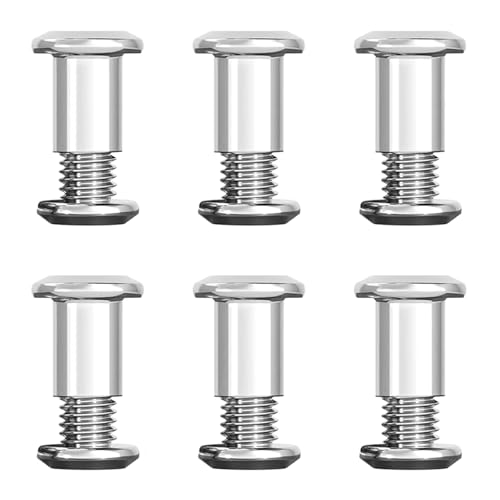 Tornillo para Muebles,M6 Tornillos de Conexión,Tornillos de Encuadernación,Tornillo de Cuero de Encuadernación,Tornillos de Manguito Acero Inoxidable,para Mmuebles,Armarios,Tableros de Madera,6pcs