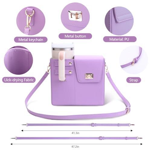Image of Asaint Stanley Cup Purse Crossbody Bag for 40oz Tumbler with Handle, Water Bottle Purse Pocket Adjustable Strap