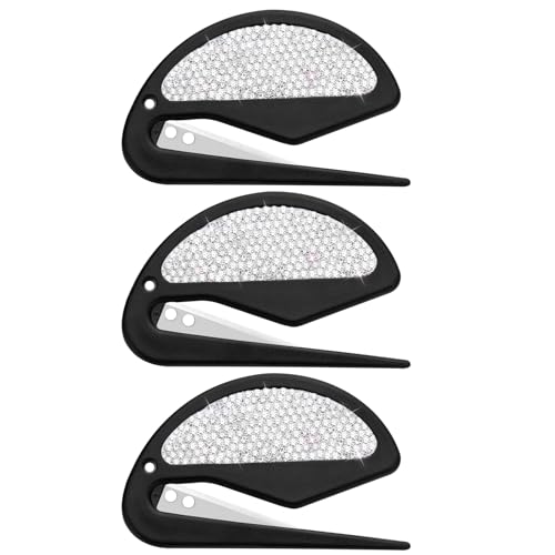 Soleebee 3 Pack Letter Opener Envelope Slitter, Bling Crystal Envelope Openers, Mail Opener, Package Opener, Wrapping Paper Cutter (Silver)
