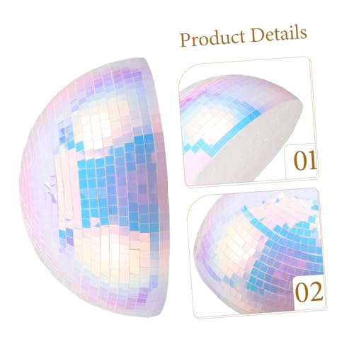 Bola espejada de medio globo INOOMP para decoración disco, 8 pulgadas, reflectante, de espuma y plástico, durabilidad excepcional, decoración versátil miniatura 3