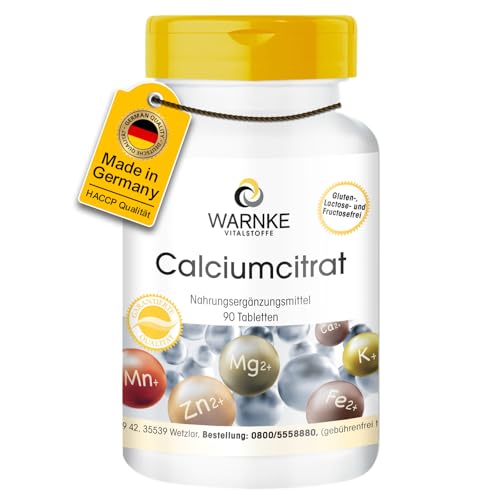 Citrato di Calcio polvere compressa- 90 Compresse - 300mg di Calcio | Warnke Vitalstoffe - Qualità da farmacia tedesca