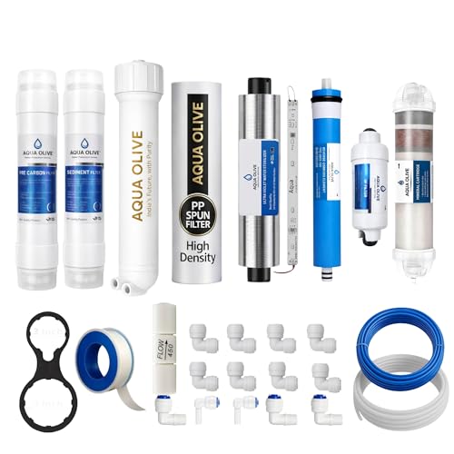 Image of RO Filter Kit 10 inch PP Spun Sediment Pre-Carbon Mineral UV Chamber RO Membrane 100GPD 2500TDS Flow Restrictor Pipe Fittings Spanner for All RO UV Water Purifiers